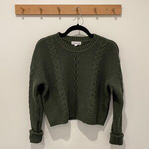 Calvin Klein Cropped Olive Green Cable Knit Sweater Size Small